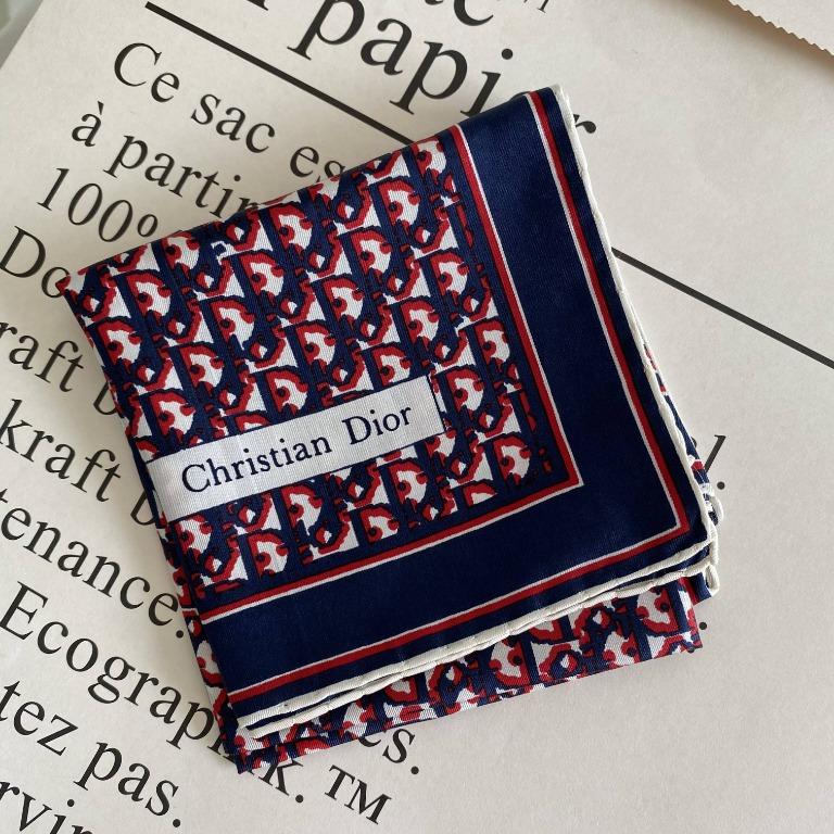 CHRISTIAN DIOR Oblique Bandana Three Tone Silk Scarf
