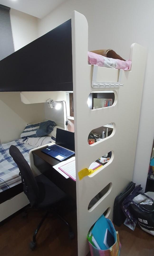 Custom Double Bed Frame Set with Study, Furniture & Home Living