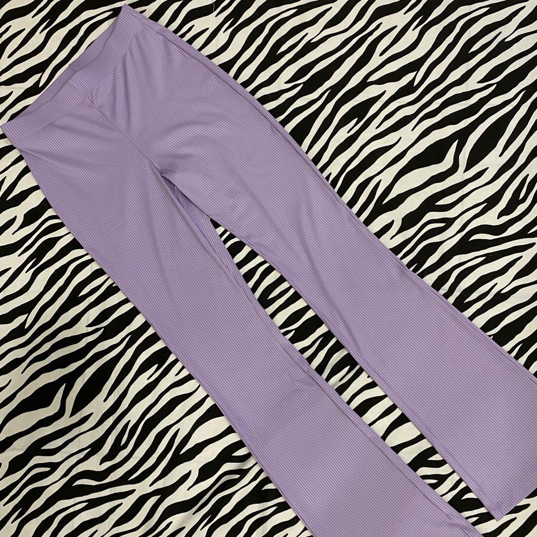 H&M Textured Flared Leggings High Waisted Light Pink, Purple, Blue, Women's  Fashion, Bottoms, Other Bottoms on Carousell