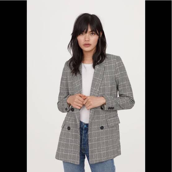 Plaid blazer womens best sale h&m
