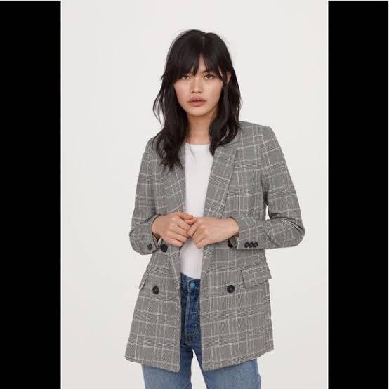H M Plaid Blazer Women s Fashion Coats Jackets and Outerwear on