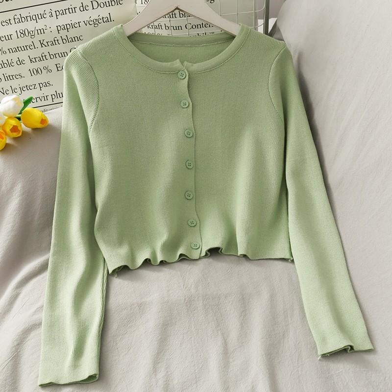 green cardigan button up