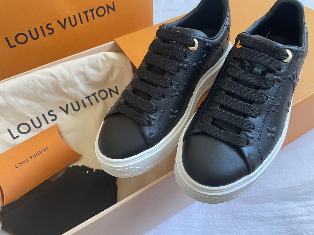 Louis Vuitton Black Leather Time Out Sneakers Size 8.5/39