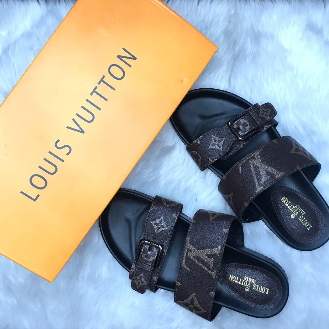 Louis Vuitton Fur Slippers, Luxury, Apparel on Carousell