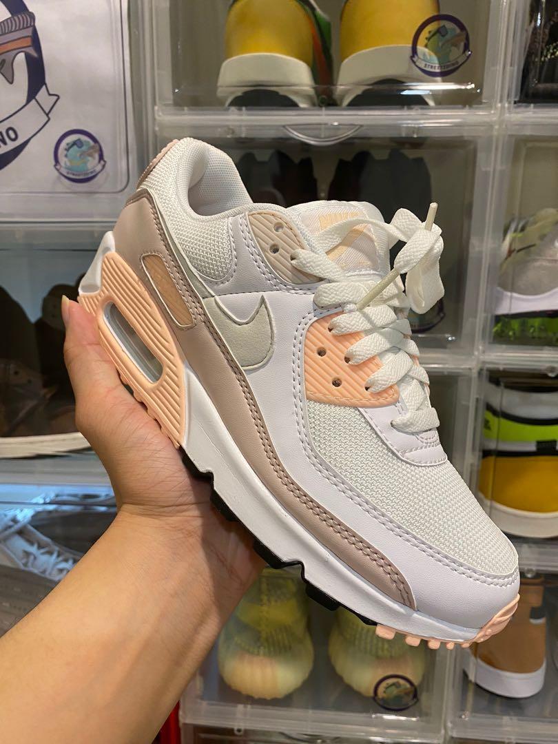Nike air max 90 women s white pink Men s Fashion Footwear