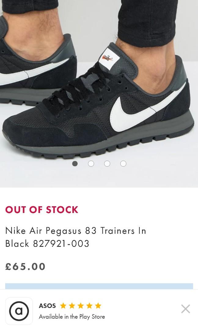 Nike Air Pegasus 83 Black Original, Fesyen Pria, Sepatu , Sneakers di  Carousell