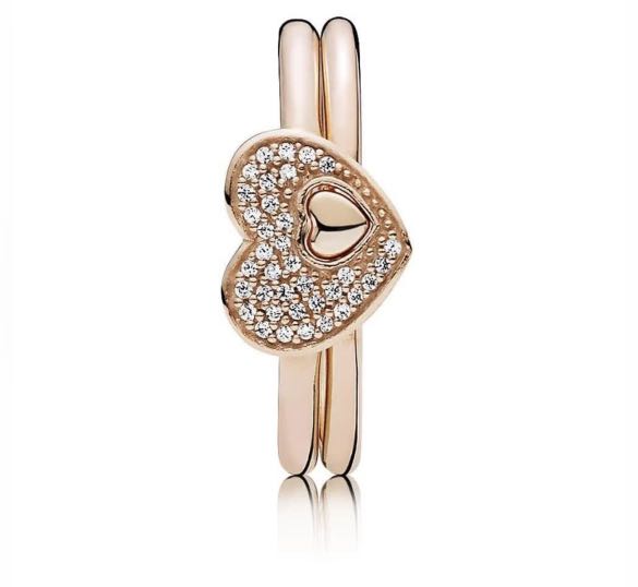 PANDORA Puzzle Heart Ring and Earring Set