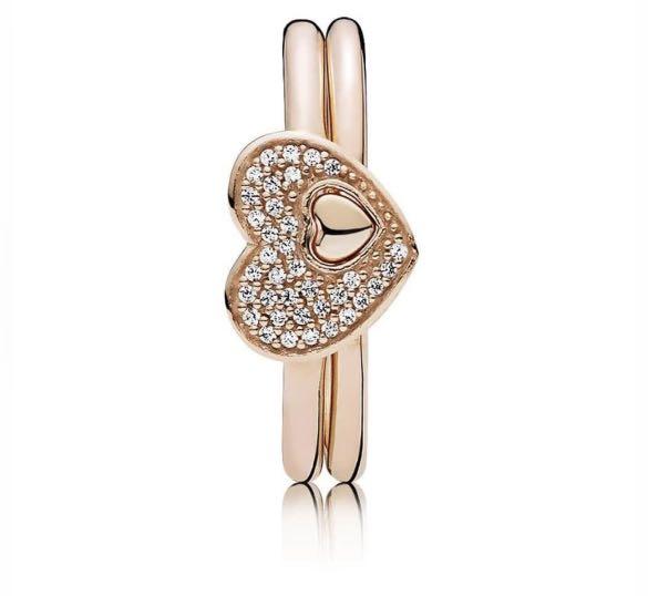 PANDORA Puzzle Heart Ring and Earring Set Women s Fashion