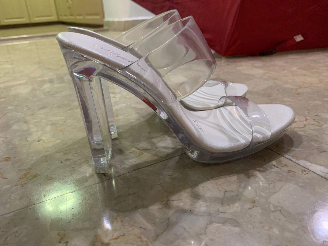 Glass heel clearance slippers