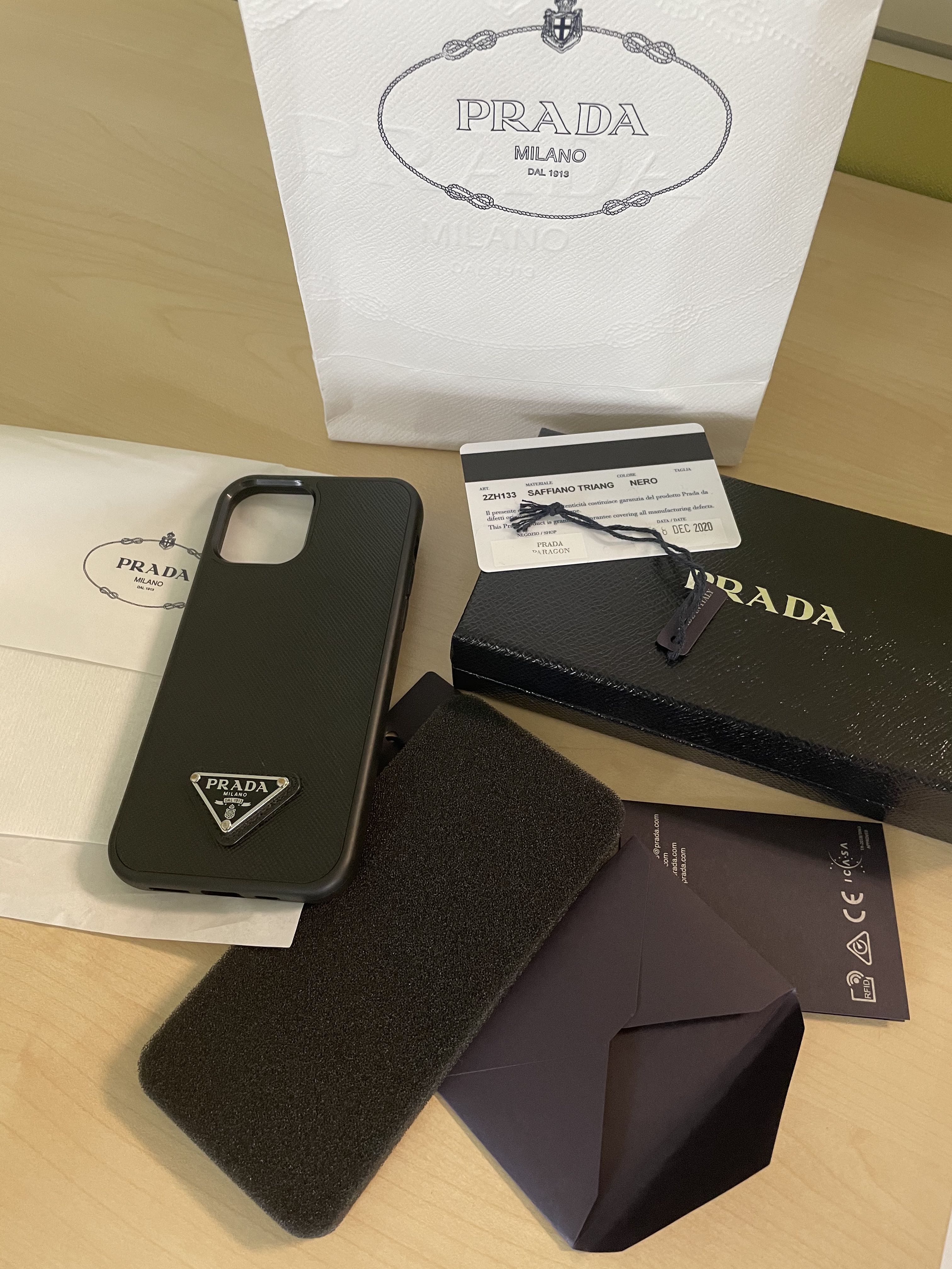 Prada Saffiano cover for iPhone 12 Pro, Mobile Phones & Gadgets, Mobile &  Gadget Accessories, Cases & Sleeves on Carousell