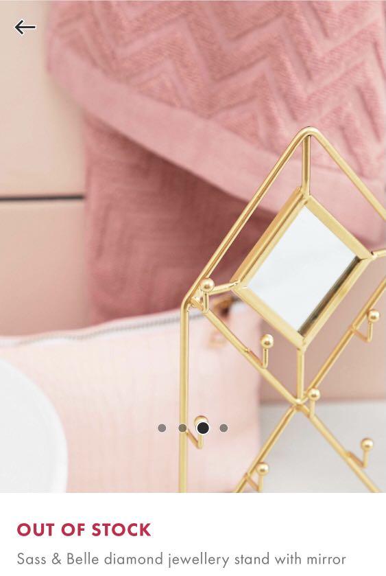 Sass And Belle Diamond Jewellery Holder With Mirror