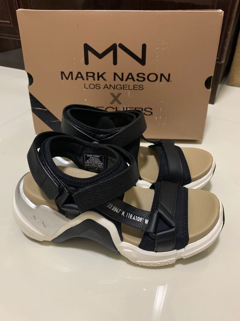 Skechers Neo Block Didi Women Sandals Black White Fesyen