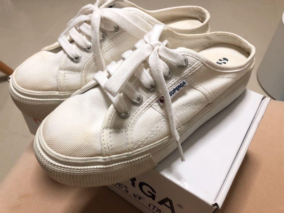 SUPERGA slip on platform mule 2284 COTW Sneaker in WhitE, Women's Fashion,  Footwear, Sneakers on Carousell