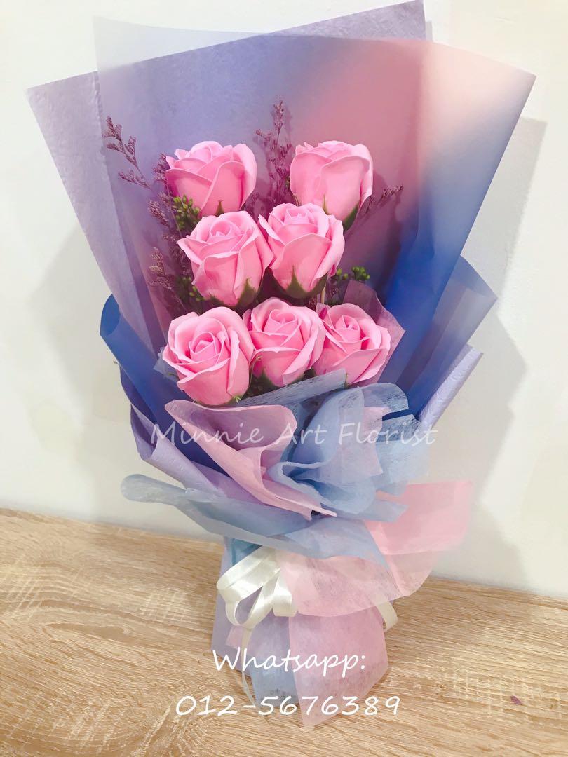 Surprise Delivery Pink Roses Flower Bouquet Free Delivery Butterworth Area Design Craft Handmade Goods Accessories On Carousell