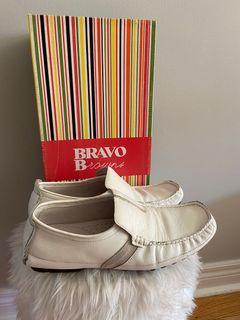White Leather Loafers - Size 8