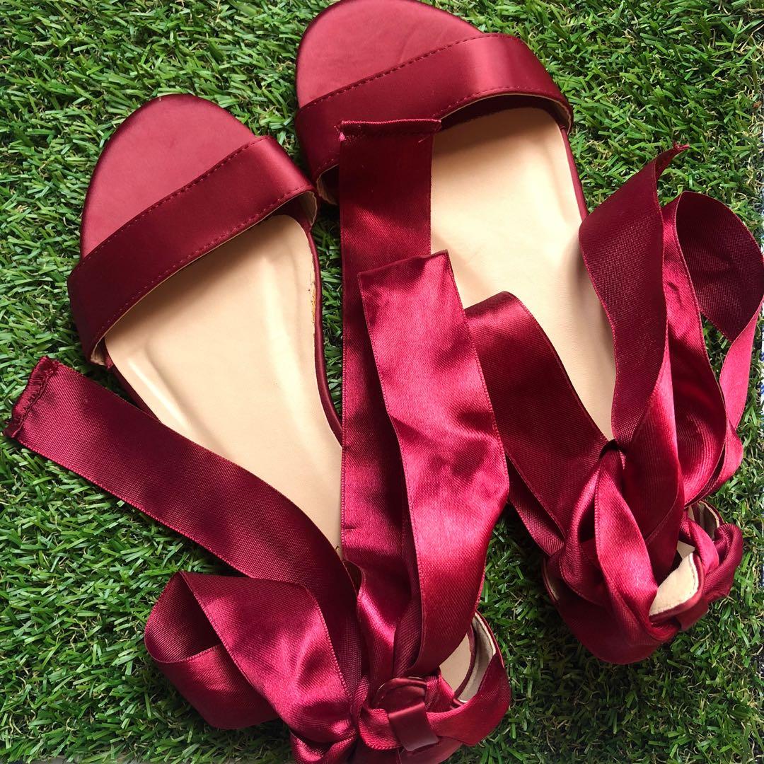 Satin online ribbon sandals