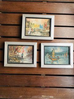 1970s Vintage Oil Painting Small Frames