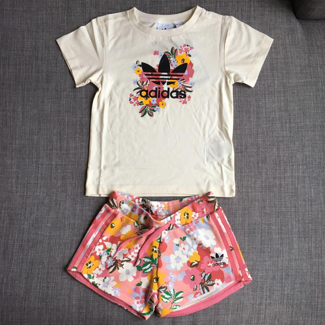 Floral adidas shorts set new arrivals