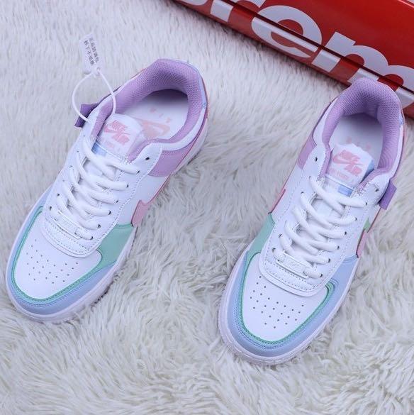 Nike Air Force 1 Shadow Macaron White Blue Lavender Shoes Sneakers