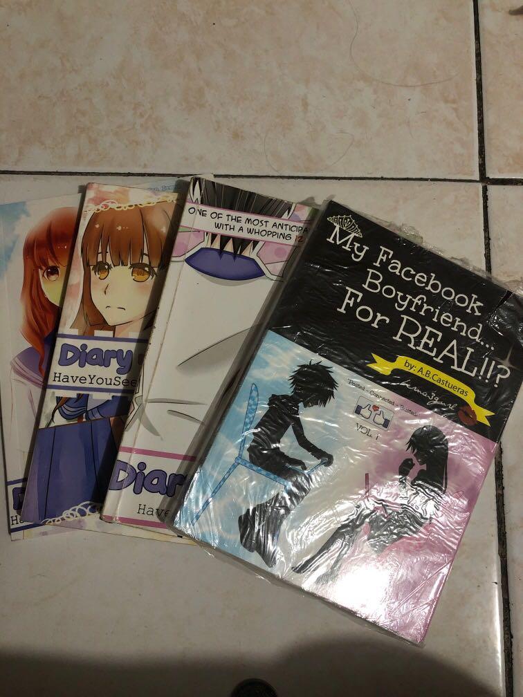 Assorted Wattpad Books (Category: Storybooks) located in Manila. Submitted by strawberieee (Listing ID 1079884674, Image 1). Description: Diary ng Panget (book 1, 3 and 4) My Facebook Boyfriend for Real (book 1) Can be brought separately: DNP 1 - 20 DNP 3 - 50 DNP 4 - 50 MFBFR - 50 *If will buy set, will give DNP 1 for free *All in excellent condition except for DNP 1 (na-mishandled nung humiram nakalas siya sa spine but the pages were all intact