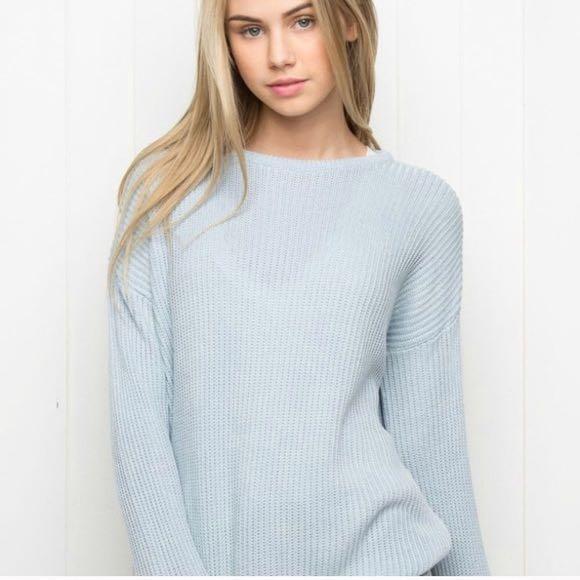 authentic brandy melville ollie periwinkle blue knitted sweater