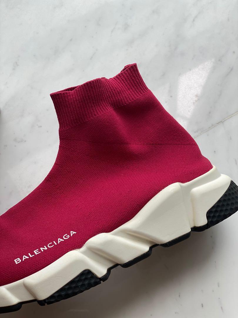 Maroon balenciaga top speed trainers