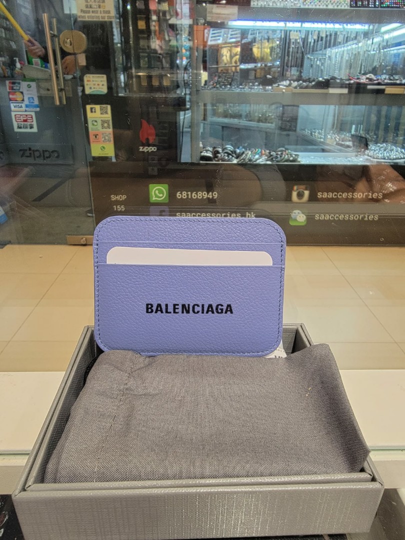 Balenciaga半價新品巴黎世家EVERYDAY logo黑字印花紫色柔滑荔枝紋粒面 