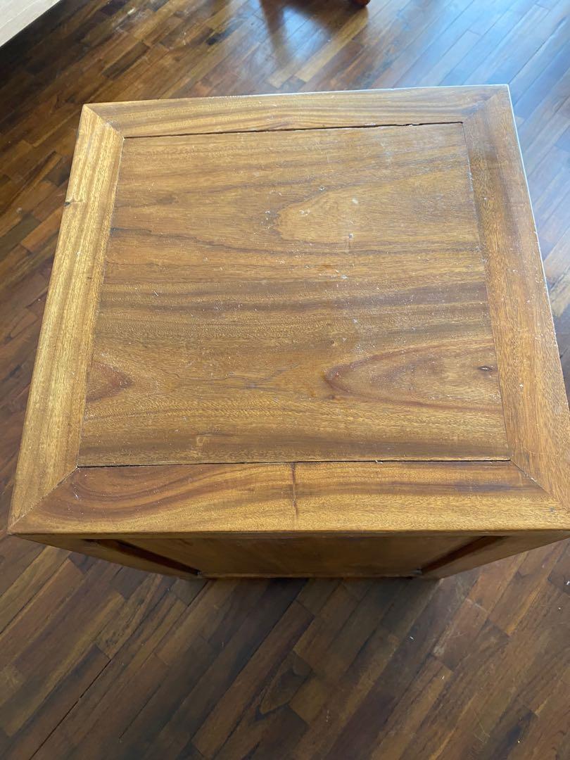 Bedside table (Category: Tables & Sets) located in Singapore. Submitted by gavoaks (Listing ID 1079871159, Image 3). Description: REDUCED AND A BARGAIN- Used bedside table with lovely drawers and details. Dimensions H 65cm, width 46cm, depth 46cm .