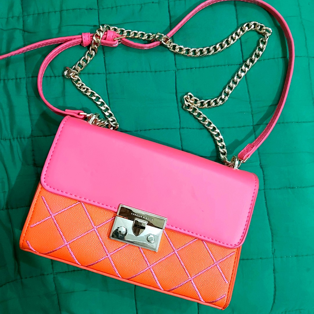Charles and keith pink sling sale bag