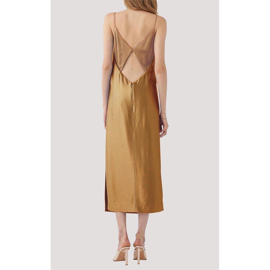 DION LEE Silk Satin Tessellate E Hook Dress in Sand Women s