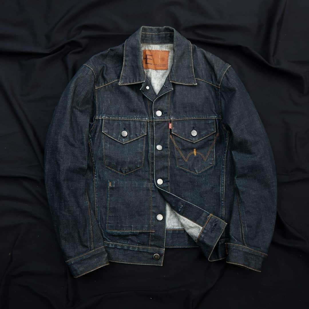 Edwin denim trucker jacket, Fesyen Pria 