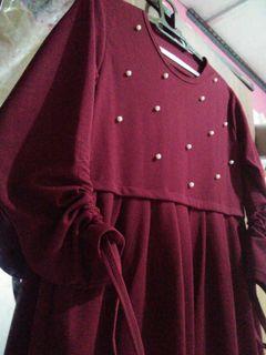 Gamis Waffle Maroon