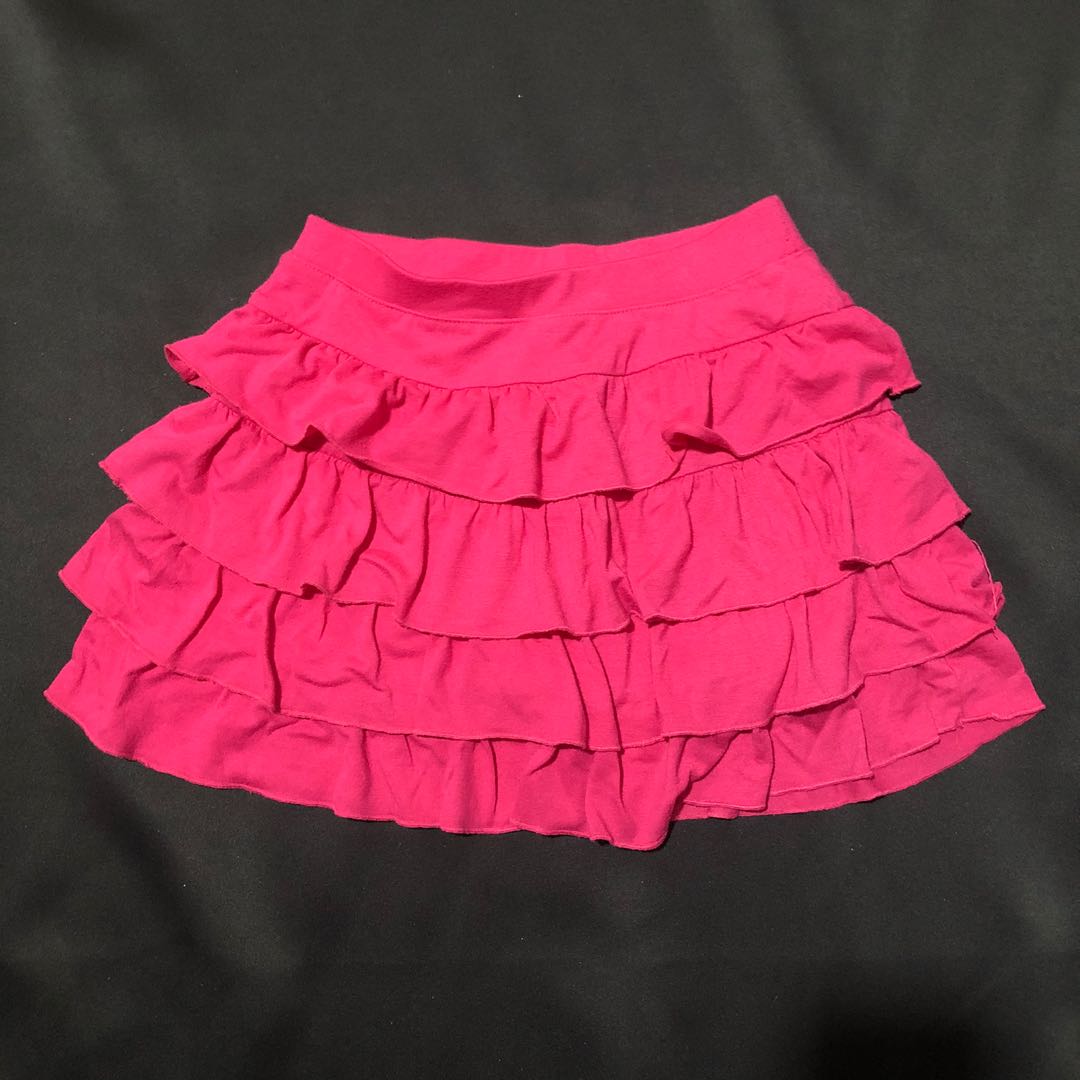 hot pink long ruffle skirt