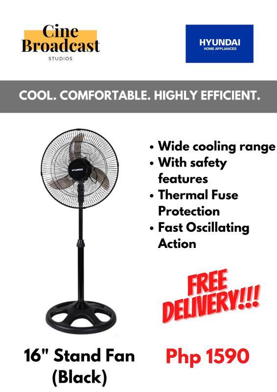 Hyundai electric fans (Category: Air Conditioning and Heating) located in Quezon City. Submitted by direk_kit (Listing ID 1079803856, Image 1). Description: Bnew One year warranty.