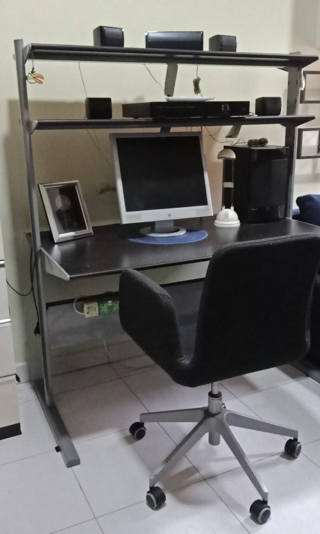 IKEA computer table & chair, Furniture & Home Living, Furniture, Tables