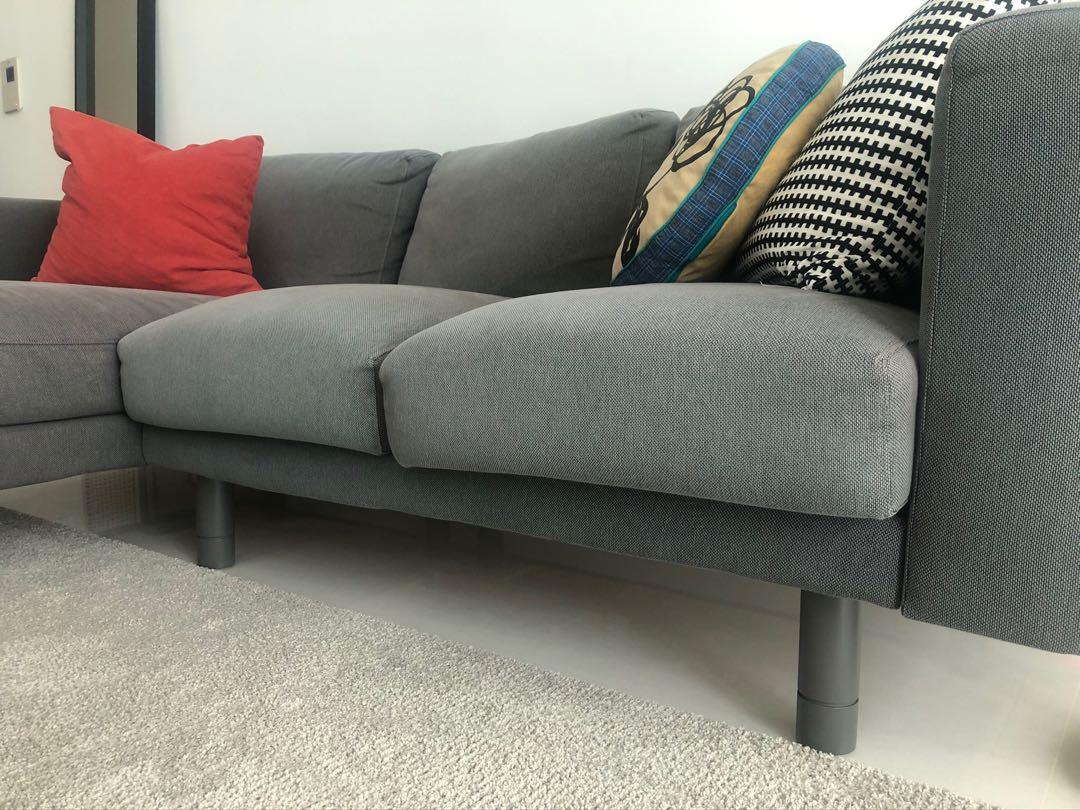 Ikea sofa / dark grey / 3 seater chaise longue, Furniture