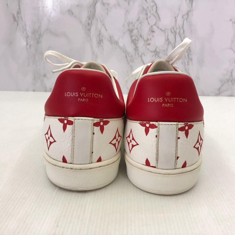 Louis Vuitton Cream /Red Monogram Canvas And Leather Sneakers Size