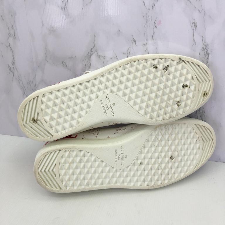 Louis Vuitton Cream /Red Monogram Canvas And Leather Sneakers Size