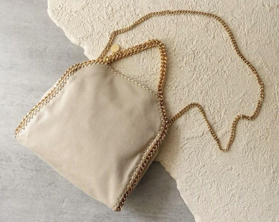 Women Clotted Cream Falabella Fold-Over Tote Bag