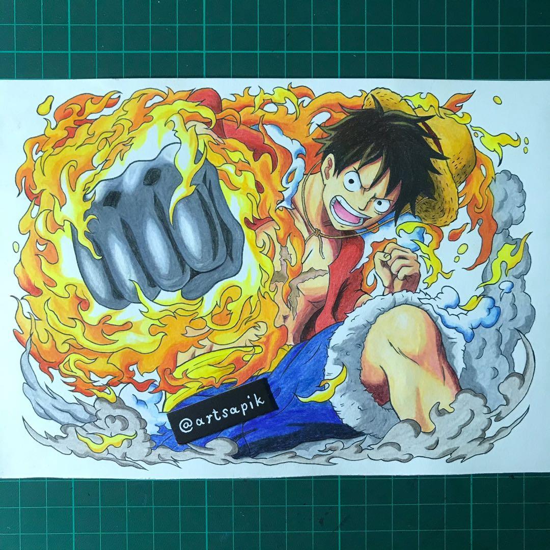 Monkey D Luffy Drawing One Piece Design Craft Artwork On Carousell