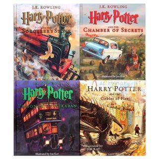 (🥳ON SALE🥳) Hardbound Harry Potter Illustrated Edition 4 Books Collection