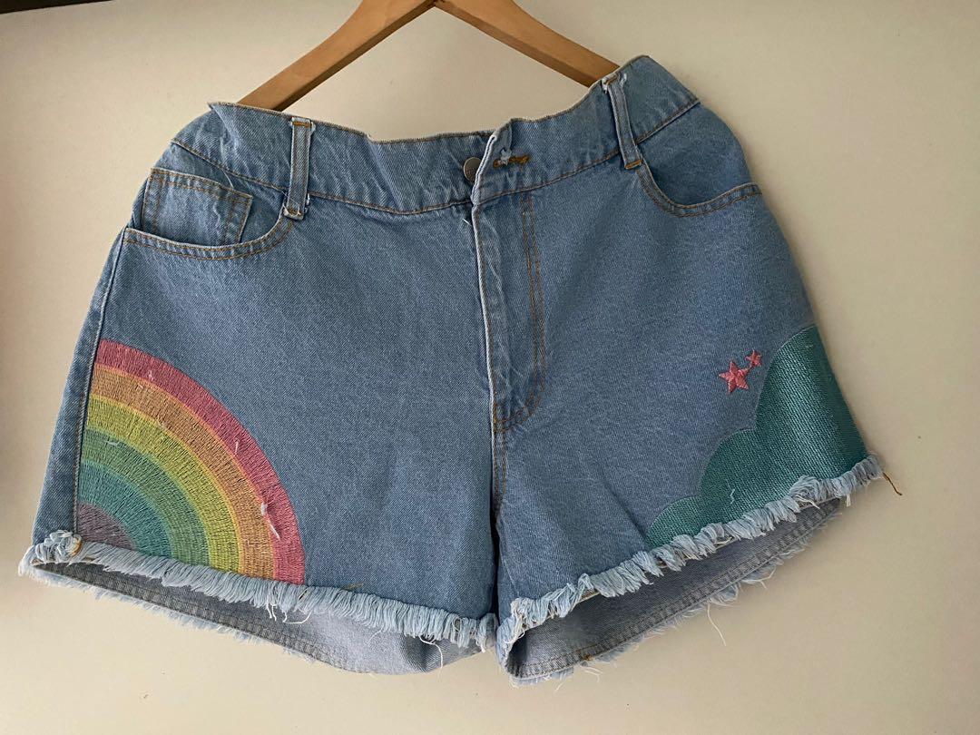 Pretty rainbow jean shorts