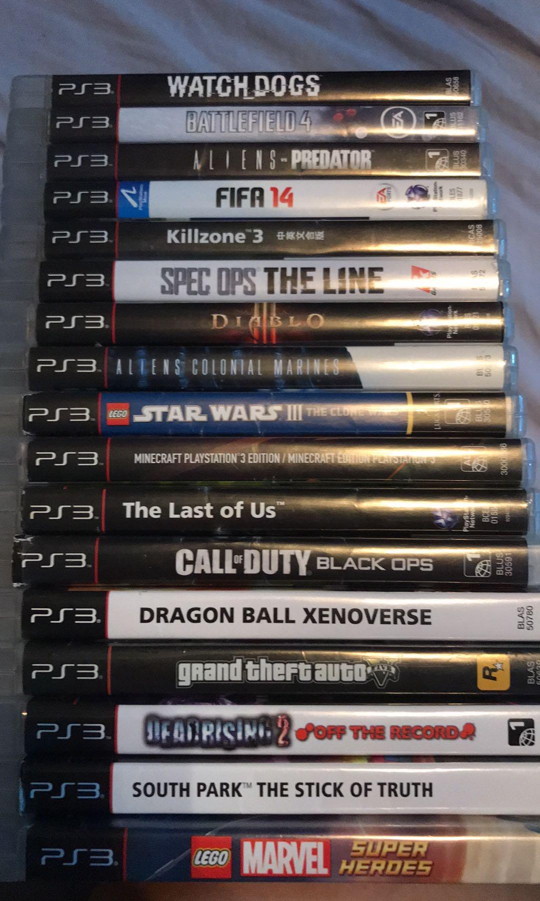 PS3 Games (Category: PlayStation) located in Quezon City. Submitted by eliteknight (Listing ID 1022992147, Image 1). Description: Negotiable Watch dogs, minecraft, last of us, cod black ops, marvel super heroes, and GTA V are sold..