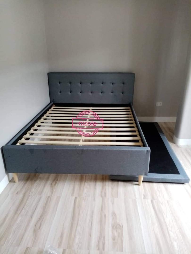 Queen bed frame with single pull out (Category: Bed Frames & Mattresses) located in Pasay City. Submitted by cherry_nicole (Listing ID 1079792066, Image 1). Description: 12,500 queen size bed frame 60x75 with single pull out 36x75 gray color ‼️‼️ WAREHOUSE SALE ‼️‼️ 💯 BRAND NEW ITEMS 💯 ✅ Malaysian rubber wood ✅ Free delivery and assemble with in metro manila ✅ Plus delivery charge in CAVITE , BULACAN, RIZAL, SOME PART OF LAGUNA , AND BATANGAS ✅