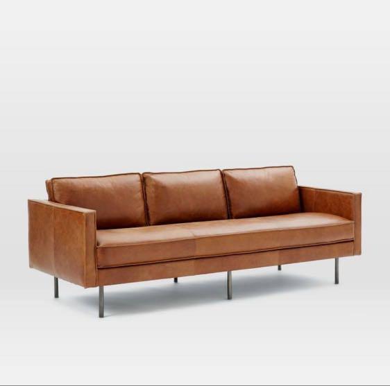 Brown Full Leather 3 Seater Sofa, Leather Three Seater Sofa Bed