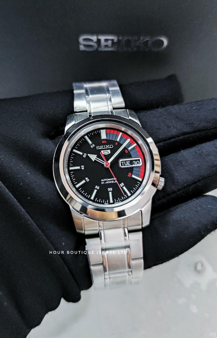 Seiko 5 Black / Red Dial Men's Mid Size Automatic Watch SNKK31K1, Men's  Fashion, Watches & Accessories, Watches on Carousell