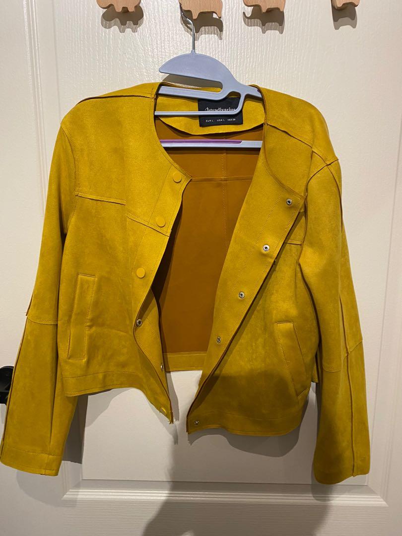 Stradivarius Yellow Jacket in Suede Material Women s Fashion