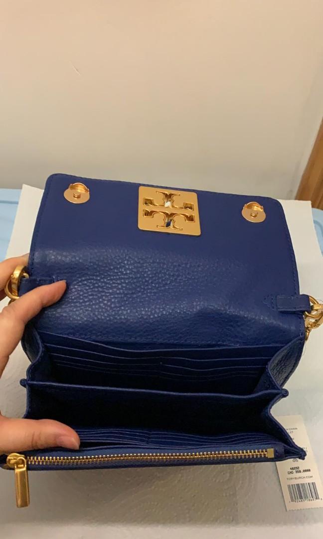 Tory Burch 48292 Navy Seltzer Britten Chain Wallet Crossbody Bag