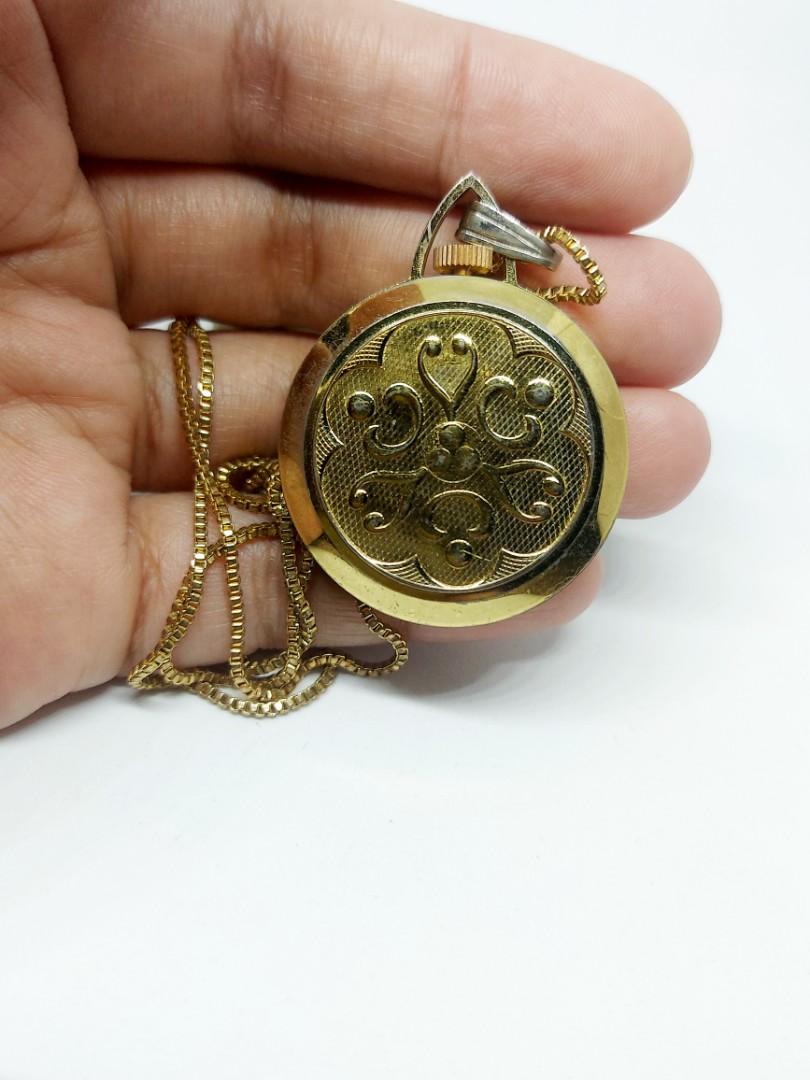 Vintage Lucerne Mechanical Watch Necklace Swiss Made With Gold Tone - Ruby  Lane