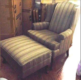 Wing Armchair with Ottoman (Final Clearance Sale) 